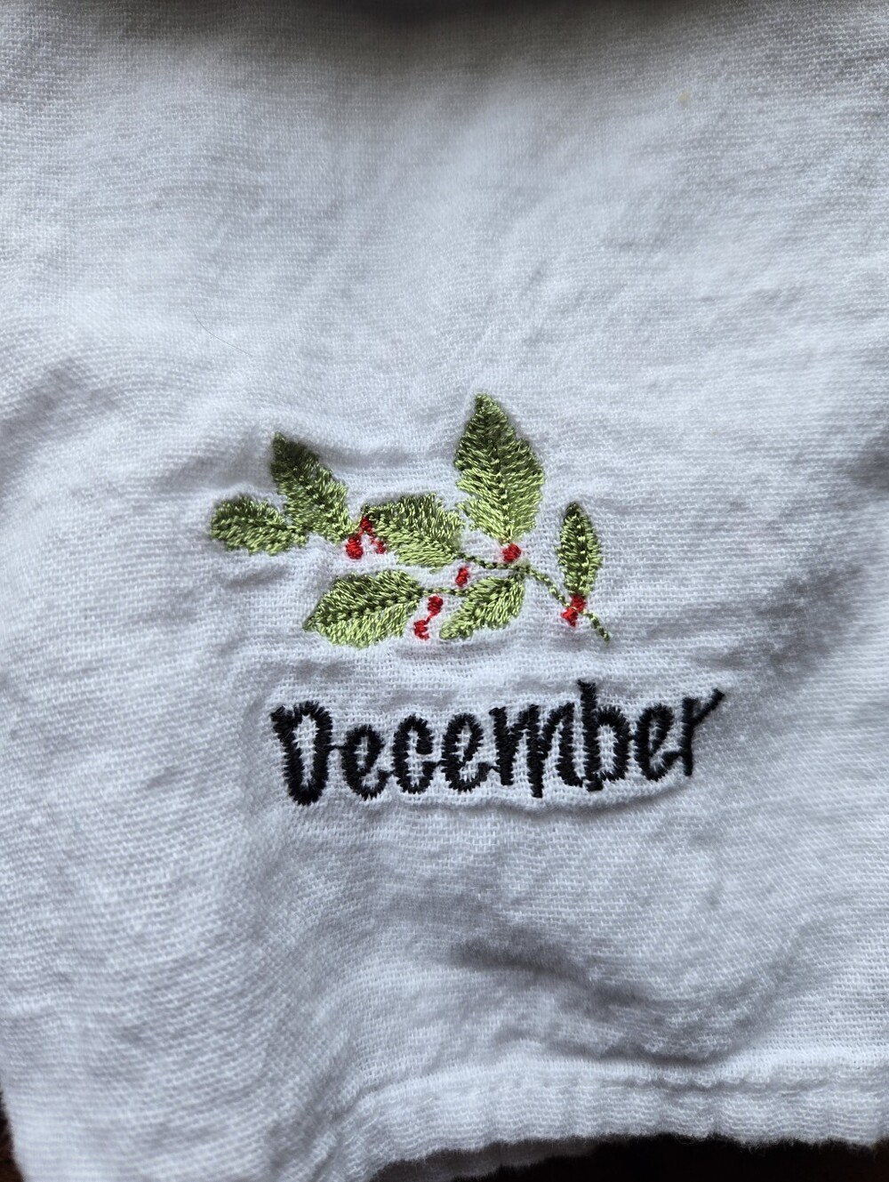 White Embroidered Months Hand Towels - Picture 13 of 16